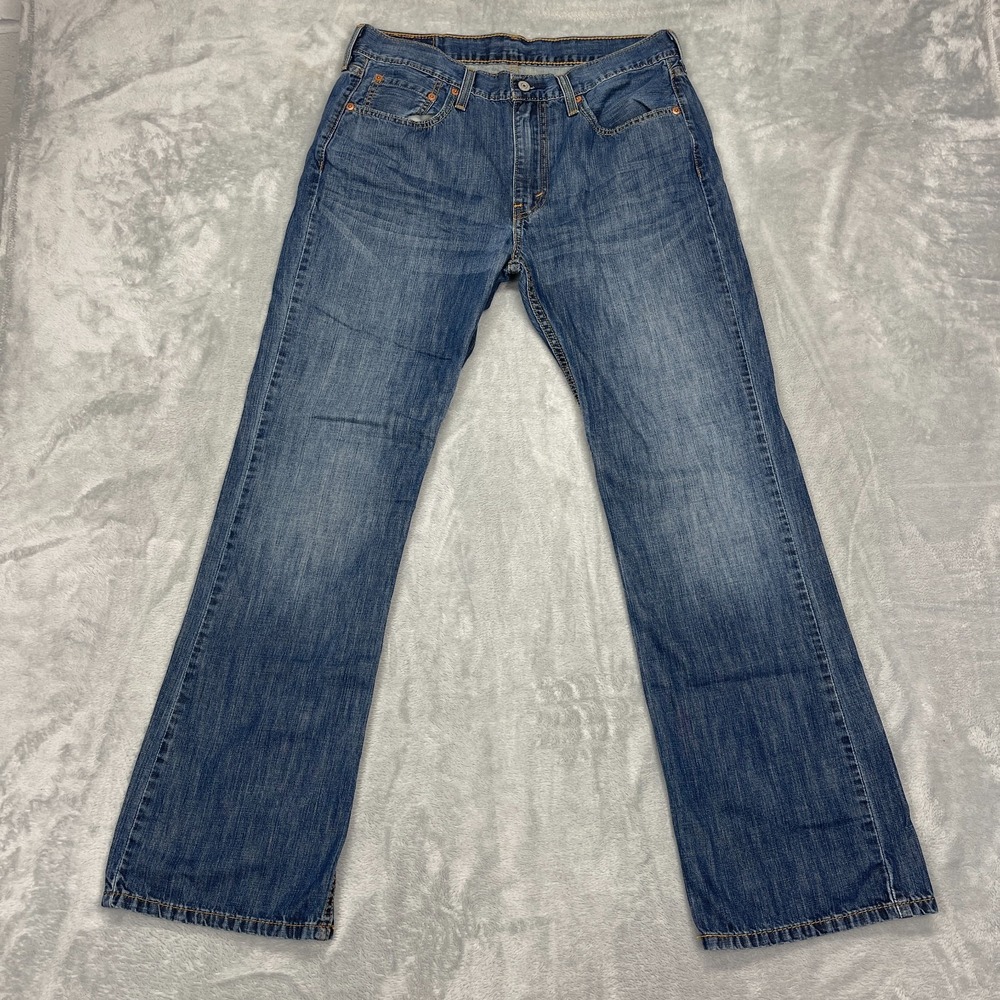 Levi's Jeans Mens 33x32 Blue Denim Whiskered 527 Slim Bootcut Leg Streetwear